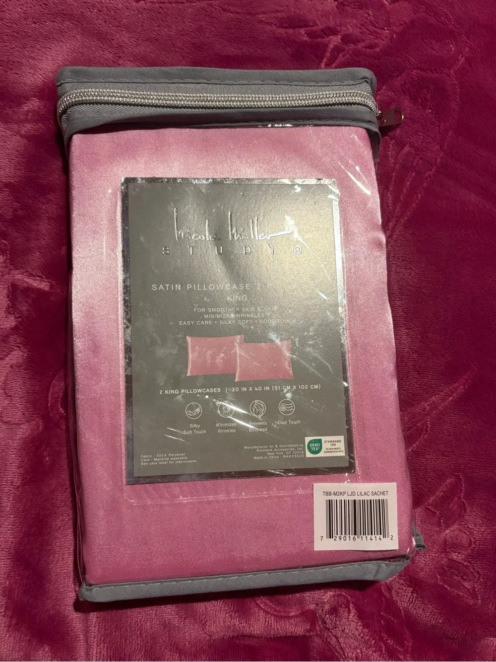 Nicole Miller Satin Pillowcase Set in lilac - King 2-Pack
